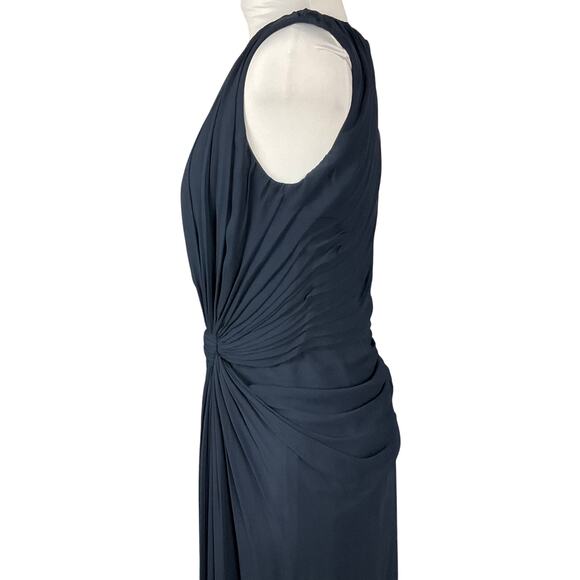 TADASHI SHOJI Dress Silk Chiffon Navy Blue Long 8 Formal Gown Event NWT $385 - Picture 7 of 16